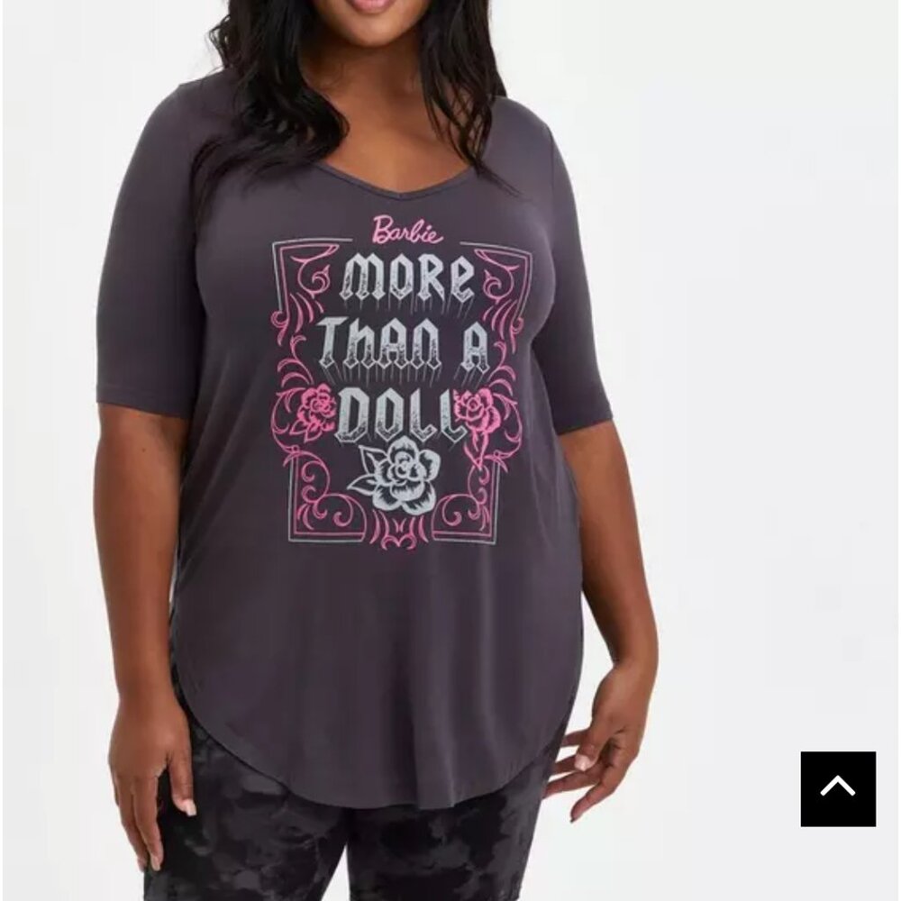Torrid Size 4 (26W) Barbie More Than a Doll V-Neck Super Soft Tunic Top NWT